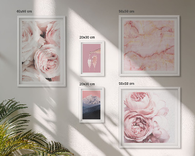 Conjunto de 5 quadros com moldura Flores cor-de-rosa com um toque elegante