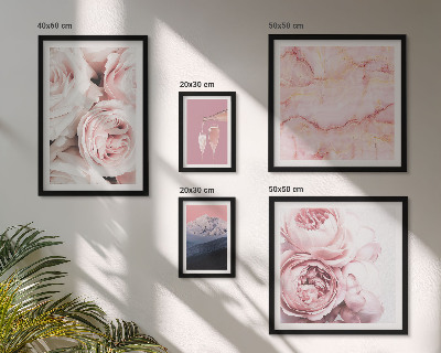 Conjunto de 5 quadros com moldura Flores cor-de-rosa com um toque elegante
