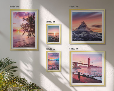 Conjunto de 5 quadros decorativos Paisagens marítimas com palmeiras