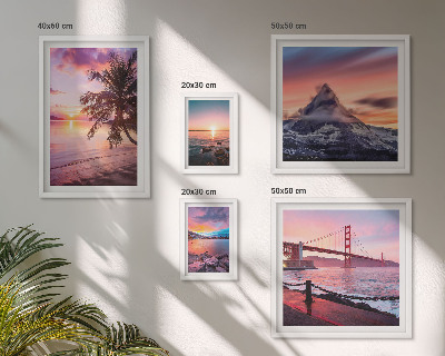 Conjunto de 5 quadros decorativos Paisagens marítimas com palmeiras