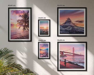 Conjunto de 5 quadros decorativos Paisagens marítimas com palmeiras