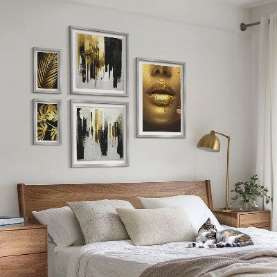 Galeria de parede rostos de plantas em estilo glamour