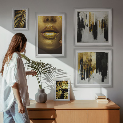 Galeria de parede rostos de plantas em estilo glamour