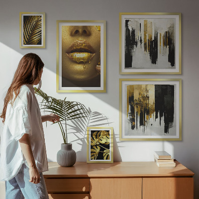 Galeria de parede rostos de plantas em estilo glamour