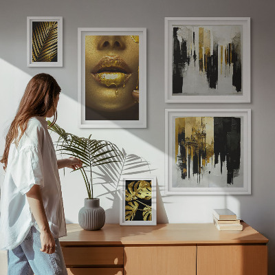 Galeria de parede rostos de plantas em estilo glamour