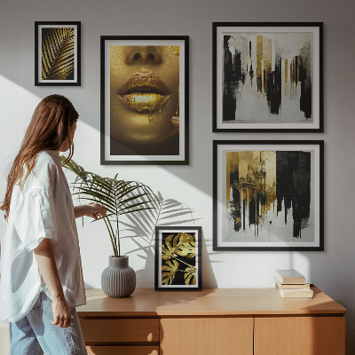 Galeria de parede rostos de plantas em estilo glamour