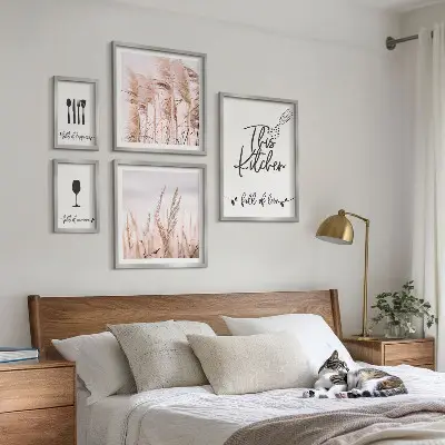 Galeria de quadros para parede tema cozinha boho com frase adoro cozinhar