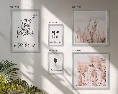 Galeria de quadros para parede tema cozinha boho com frase adoro cozinhar