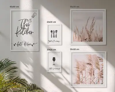 Galeria de quadros para parede tema cozinha boho com frase adoro cozinhar