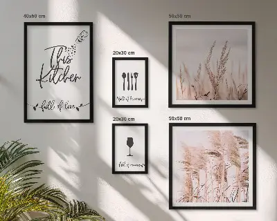Galeria de quadros para parede tema cozinha boho com frase adoro cozinhar