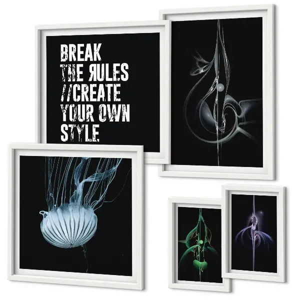 Conjunto de 5 quadros decorativos com motivos criativos abstratos