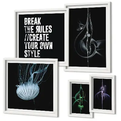 Conjunto de 5 quadros decorativos com motivos criativos abstratos
