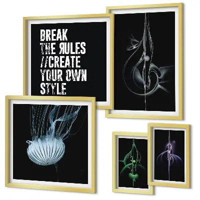 Conjunto de 5 quadros decorativos com motivos criativos abstratos