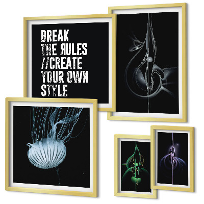 Conjunto de 5 quadros decorativos Motivos criativos abstratos