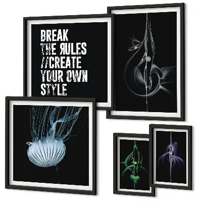 Conjunto de 5 quadros decorativos com motivos criativos abstratos