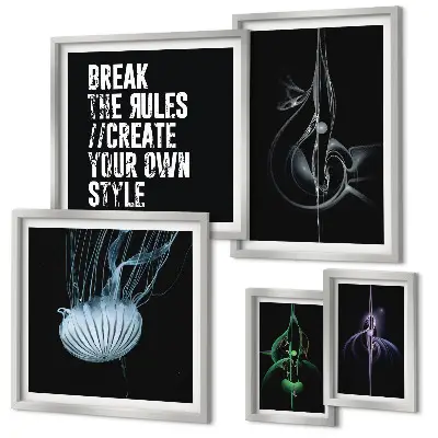Conjunto de 5 quadros decorativos com motivos criativos abstratos
