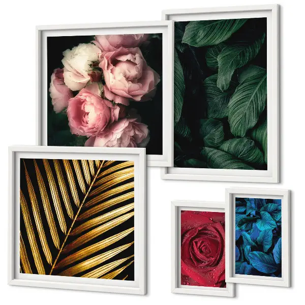 Galeria de parede com motivos de plantas florais