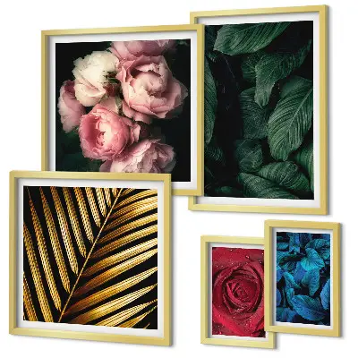Galeria de parede com motivos de plantas florais