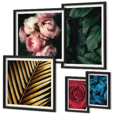 Galeria de parede com motivos de plantas florais