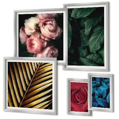 Galeria de parede com motivos de plantas florais