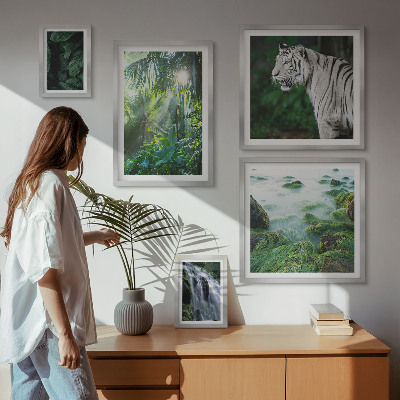 Parede galeria de quadros animais da natureza tropical