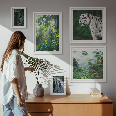 Parede galeria de quadros animais da natureza tropical
