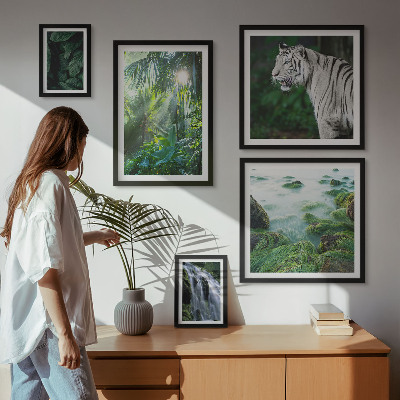 Parede galeria de quadros animais da natureza tropical