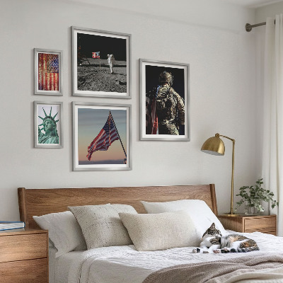Conjunto de 5 quadros decorativos Simbolismo americano da história
