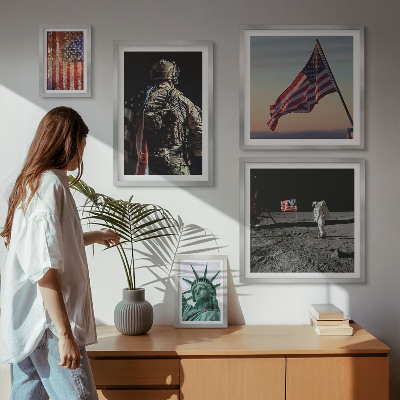Conjunto de 5 quadros decorativos Simbolismo americano da história