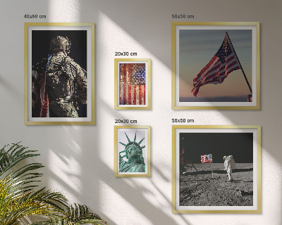 Conjunto de 5 quadros decorativos Simbolismo americano da história
