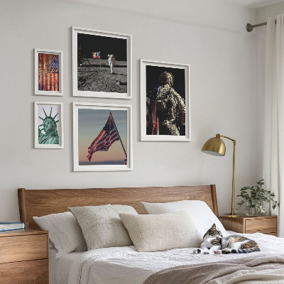 Conjunto de 5 quadros decorativos Simbolismo americano da história