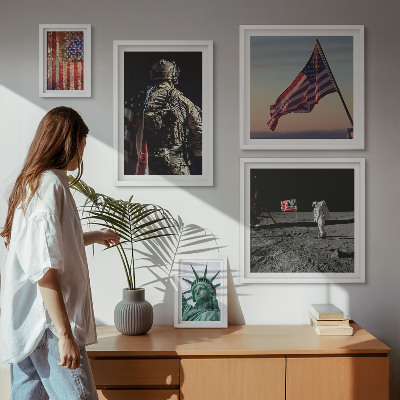Conjunto de 5 quadros decorativos Simbolismo americano da história