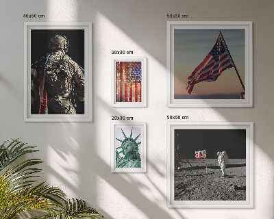 Conjunto de 5 quadros decorativos Simbolismo americano da história