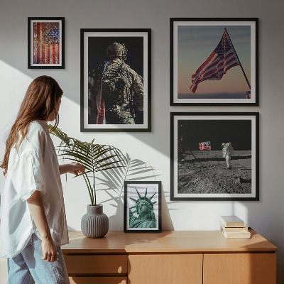 Conjunto de 5 quadros decorativos Simbolismo americano da história