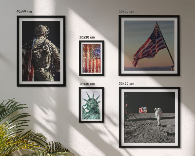 Conjunto de 5 quadros decorativos Simbolismo americano da história
