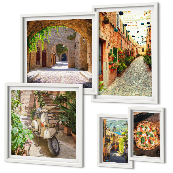 Galeria de parede Ruas encantadoras com pratos italianos