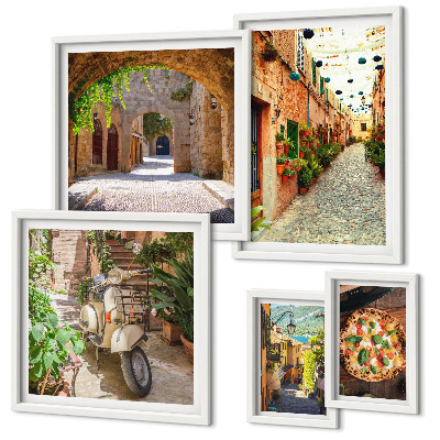 Galeria de parede Ruas encantadoras com pratos italianos
