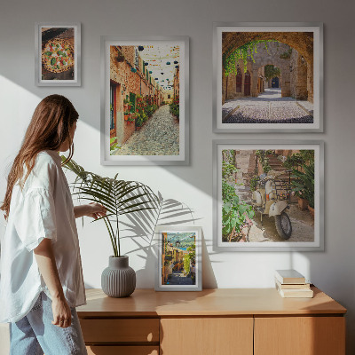 Galeria de parede Ruas encantadoras com pratos italianos