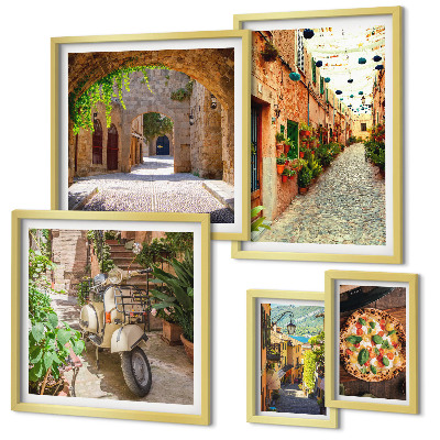 Galeria de parede Ruas encantadoras com pratos italianos