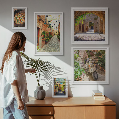 Galeria de parede Ruas encantadoras com pratos italianos