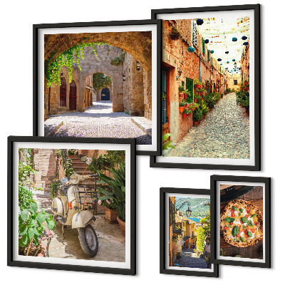 Galeria de parede Ruas encantadoras com pratos italianos