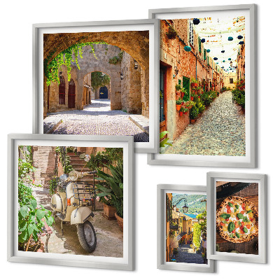 Galeria de parede Ruas encantadoras com pratos italianos