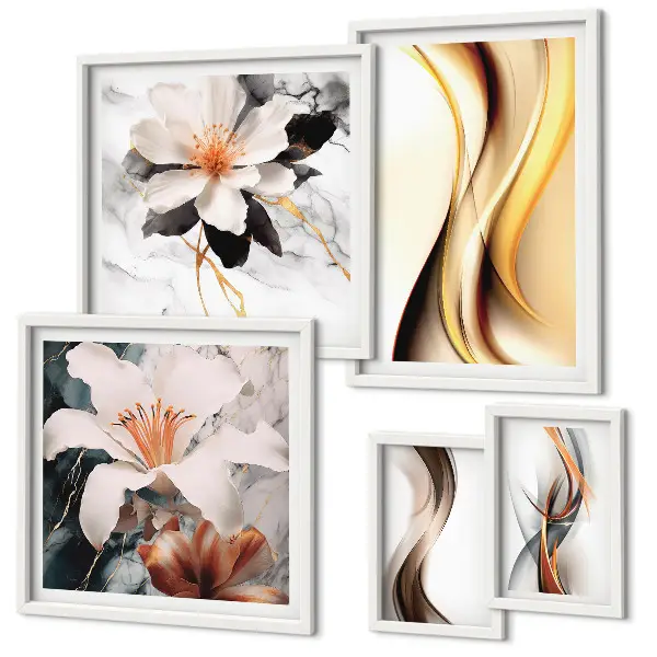 Galeria de quadros para parede com flores abstratas elegantes