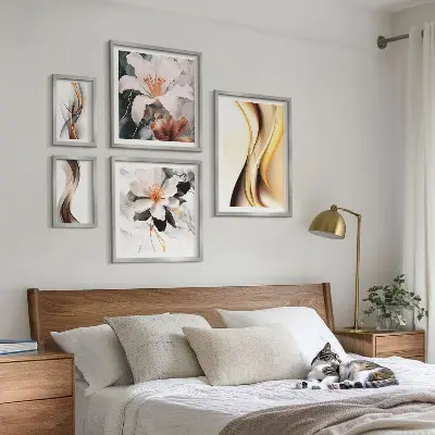 Galeria de quadros para parede com flores abstratas elegantes