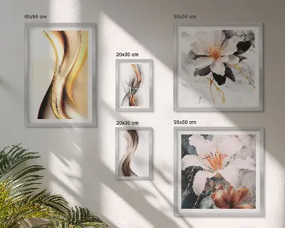 Galeria de quadros para parede com flores abstratas elegantes