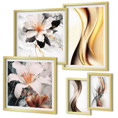 Galeria de quadros para parede com flores abstratas elegantes