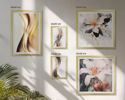 Galeria de quadros para parede com flores abstratas elegantes