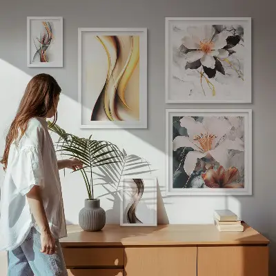 Galeria de quadros para parede com flores abstratas elegantes
