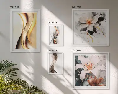 Galeria de quadros para parede com flores abstratas elegantes