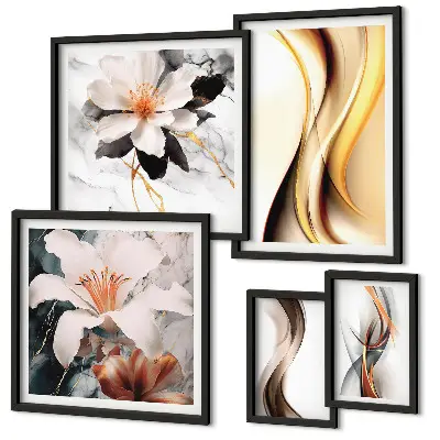 Galeria de quadros para parede com flores abstratas elegantes